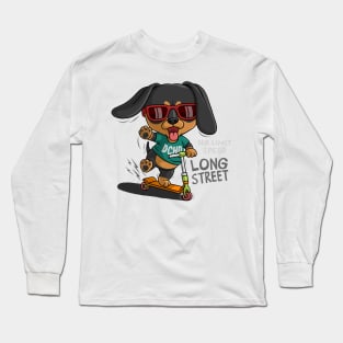 dachshund riding scooter Long Sleeve T-Shirt